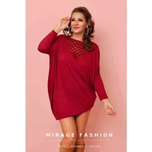 Mirage Debóra csipkebetétes tunika, bordó