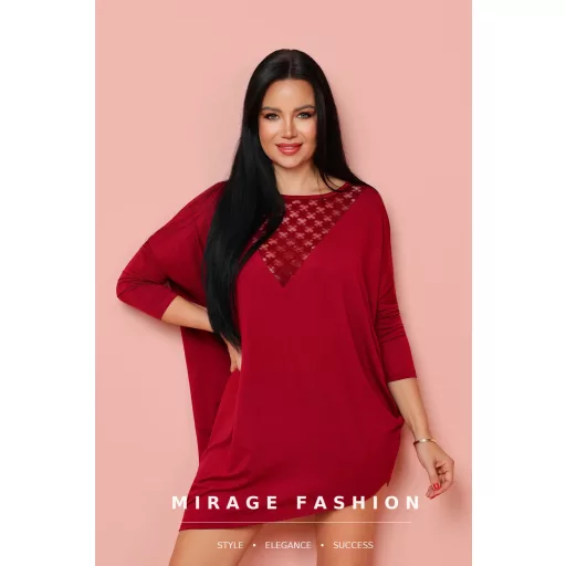 Mirage Debóra csipkebetétes tunika, bordó