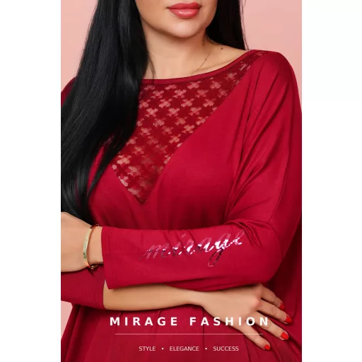 Mirage Debóra csipkebetétes tunika, bordó