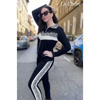 La Chére Angel szabadidő szett, fekete bézs mintás