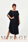 Mirage Melon húzókás silky szatén maxiruha, fekete