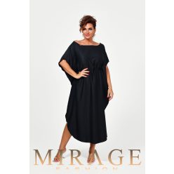 Mirage Melon húzókás silky szatén maxiruha, fekete