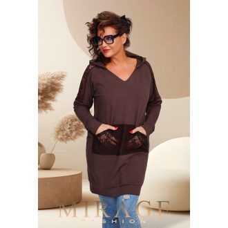 Mirage Colosseo csipkebetétes pulcsiruha, csokibarna