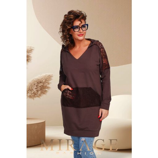 Mirage Colosseo csipkebetétes pulcsiruha, csokibarna