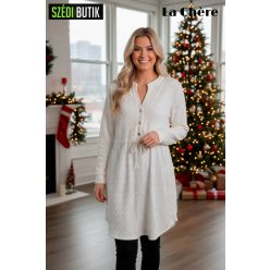 La Chére Rita húzókás kötött tunika, fehér