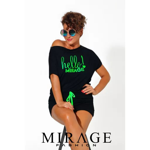 Mirage Izy pamut shortos overál, fekete
