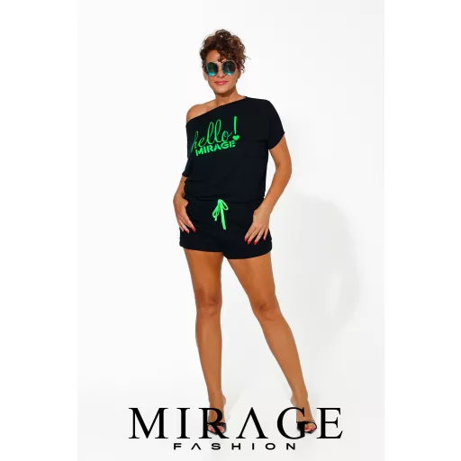 Mirage Izy pamut shortos overál, fekete