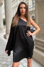 Anna Russo Blooming szatén ruha, fekete