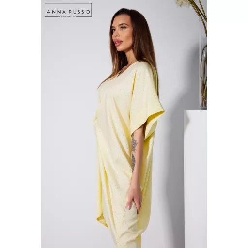Anna Russo Riviéra elől csavart swarovski köves ruha, vanília