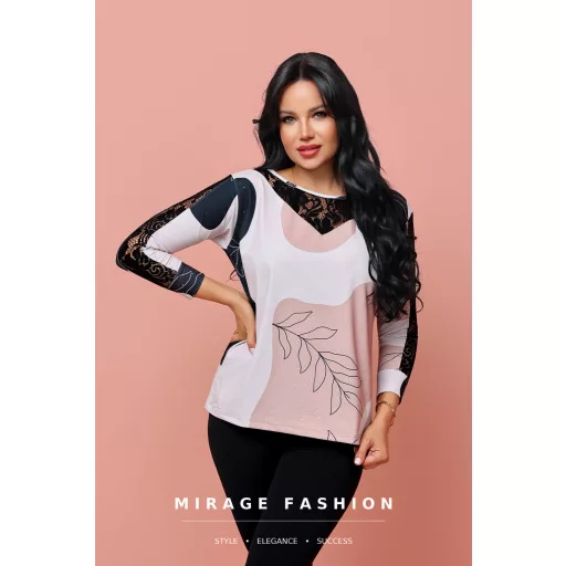 Mirage Nebila csipkebetétes felső, mintás