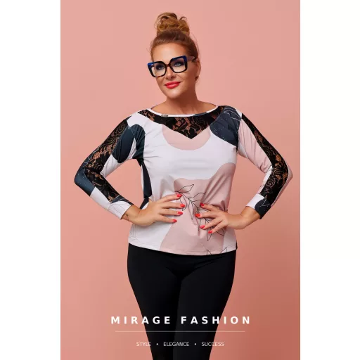 Mirage Nebila csipkebetétes felső, mintás