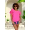 Mirage Plum fodros vállú felső, neon pink