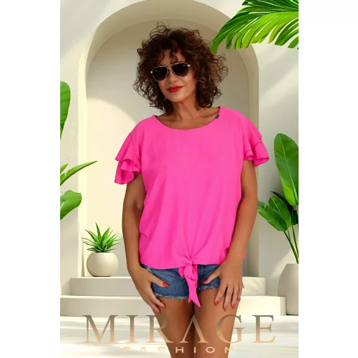 Mirage Plum fodros vállú felső, neon pink