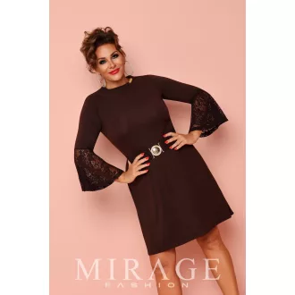 Mirage Zanetti csipke ujjú ruha, csokibarna