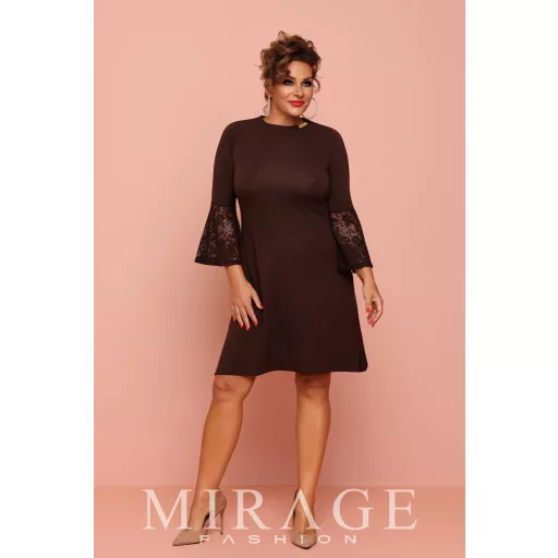 Mirage Zanetti csipke ujjú ruha, csokibarna