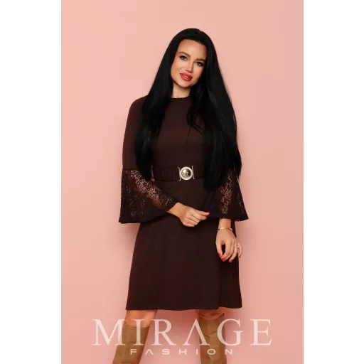 Mirage Zanetti csipke ujjú ruha, csokibarna