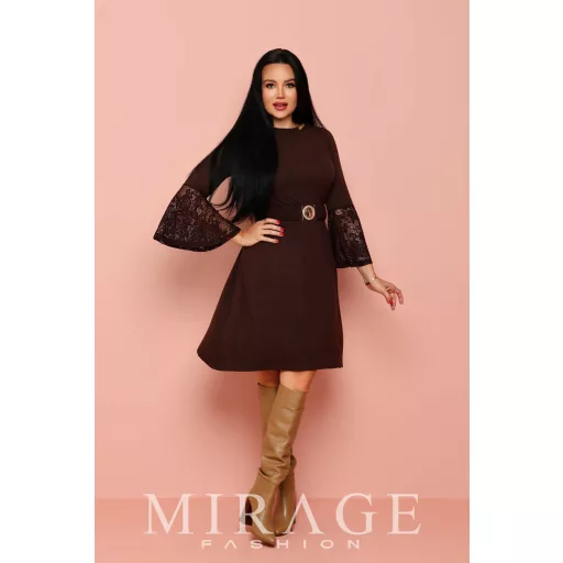 Mirage Zanetti csipke ujjú ruha, csokibarna
