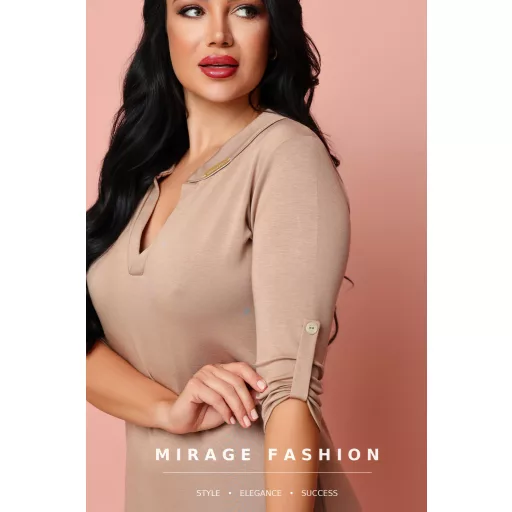 Mirage Hidra ujján gombos nizza ruha, bézs