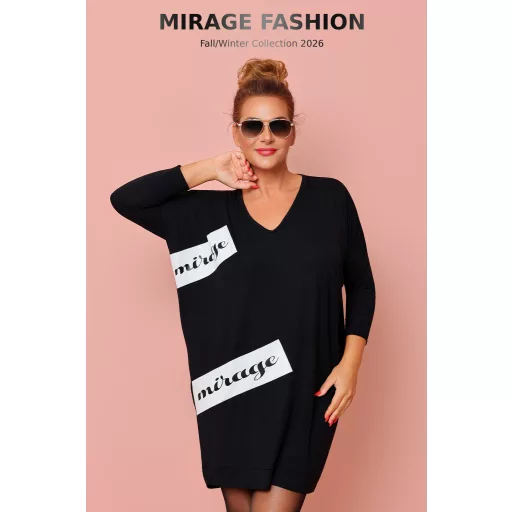 Mirage Napsugár betétes bő tunika, fekete