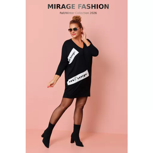 Mirage Napsugár betétes bő tunika, fekete