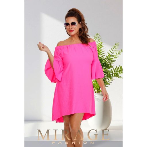 Mirage Árven tölcsér ujjú ruha, neon pink
