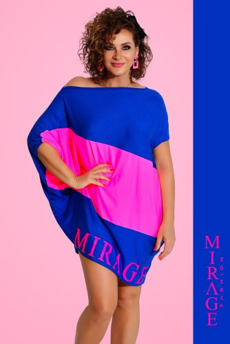 Mirage Georgia betétes tunika, királykék-neon pink
