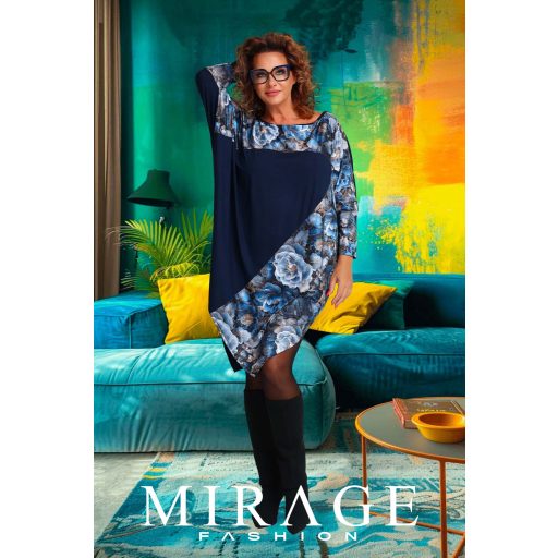 Mirage Belly szabott bő tunika, virág mintás