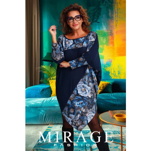 Mirage Belly szabott bő tunika, virág mintás