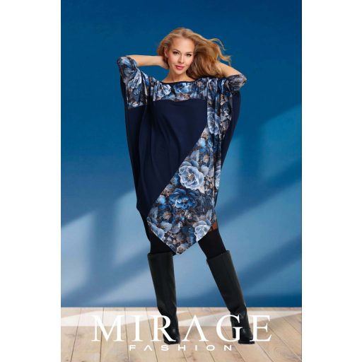 Mirage Belly szabott bő tunika, virág mintás