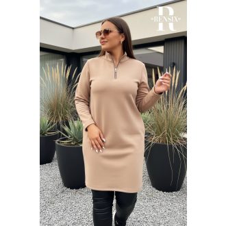 Rensix Anika zippes felirat nélküli pulóver, bézs