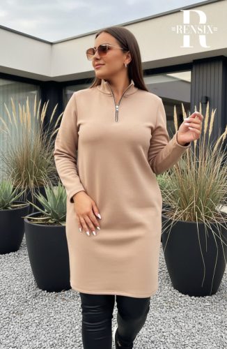 Rensix Anika zippes felirat nélküli pulóver, bézs