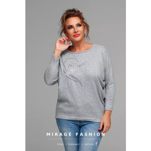 Mirage Okker kötött bordázott tunika, szürke