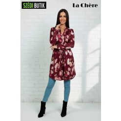 La Chére Rita húzókás tunika, burgundi leveles