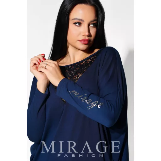 Mirage Debóra csipkebetétes tunika, navy kék