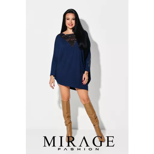 Mirage Debóra csipkebetétes tunika, navy kék