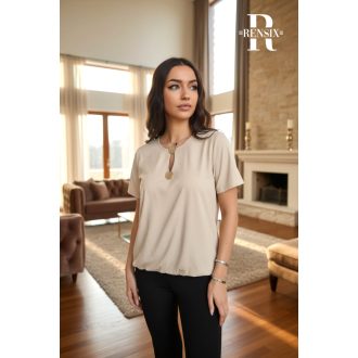 Rensix Díszgombos gumis derekú felső, bézs