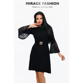 Mirage Zanetti csipke ujjú ruha, fekete