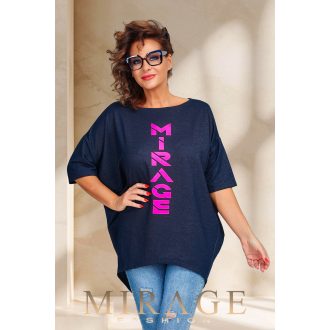 Mirage Abigail farmerhatású bő tunika, farmerkék