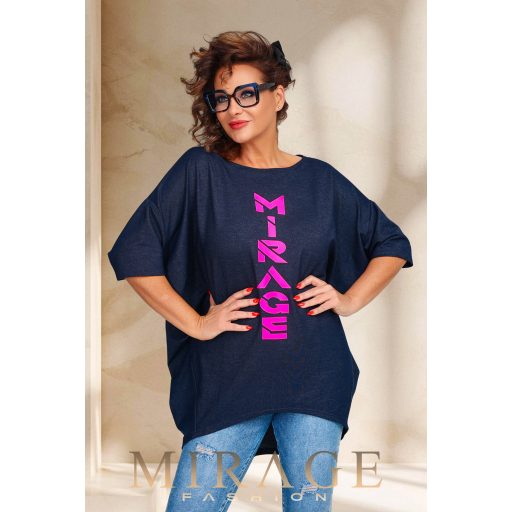 Mirage Abigail farmerhatású bő tunika, farmerkék