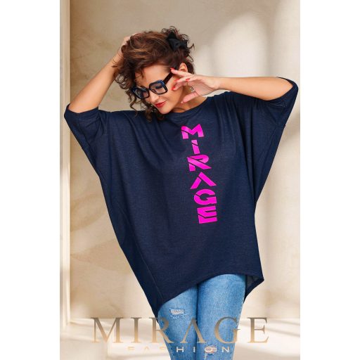 Mirage Abigail farmerhatású bő tunika, farmerkék