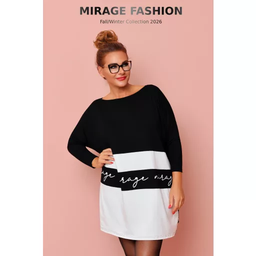 Mirage Malaga bő pamut tunika, fekete-krém