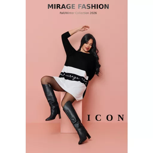 Mirage Malaga bő pamut tunika, fekete-krém