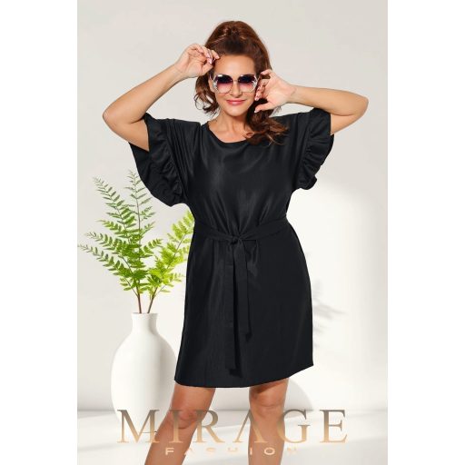 Mirage Esther fodros ujjú öves ruha, fekete