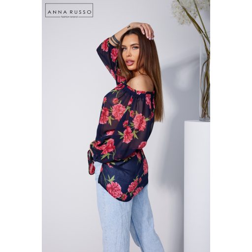 Anna Russo Sienna blúz, sötét virágos