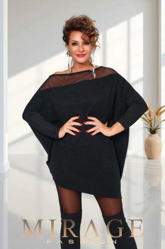 Mirage Card neccbetétes alkalmi tunika, fekete