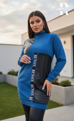 Rensix Violet bordás kötött tunika, kék