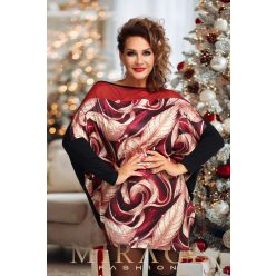 Mirage Debi neccbetétes tunika, bordó mintás