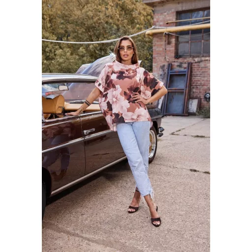 Anna Russo Camilla oversize felső, bézs virágos