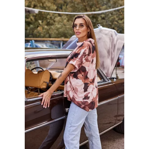 Anna Russo Camilla oversize felső, bézs virágos