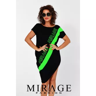 Mirage Blossom asszimetrikus tunika, fekete-zöld
